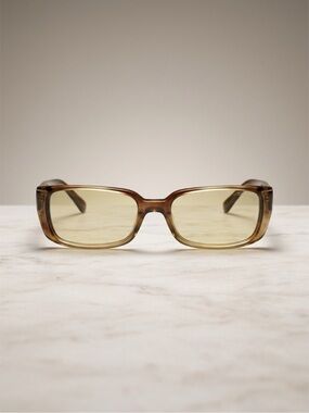 Versace Brown Frame with Yellow Lens Rectangular Sunglasses